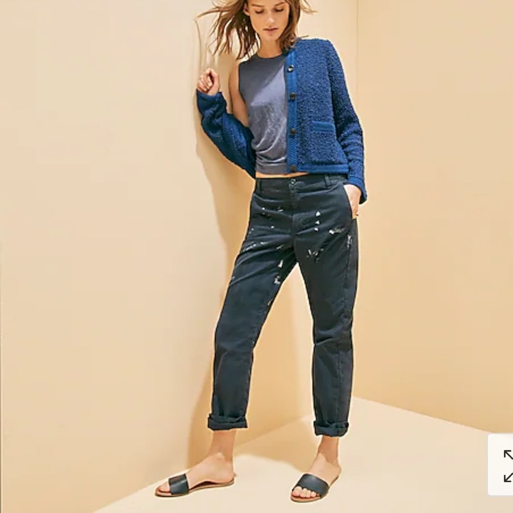 Slouchy Boyfriend Chino Pant w/paint splatter!